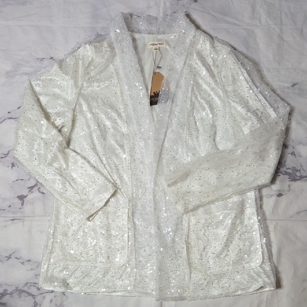 Mainstrip White Sequin Embellished Blazer